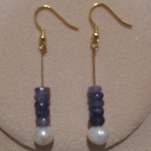 Tanzanite and pearl - pearl, earrings