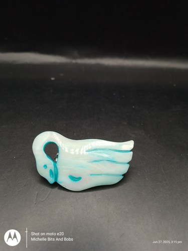 Mother pearl swan brooch - pearl,