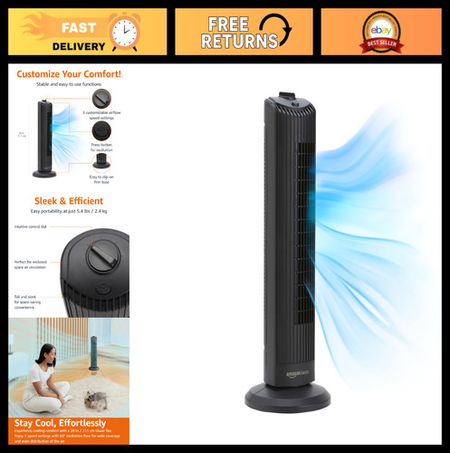 Oscillating tower fan 3 - 28",