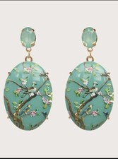 Long turquoise bird earrings - turquoise,