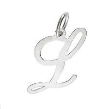 Sterling Silver Pendant Alphabet Initial Charm Large 925 Script Letter A - Z