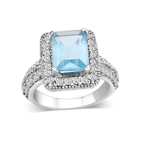 Silver ring blue aquamarine - silver,