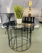 NEW BLACK GLASS ROUND TABLE