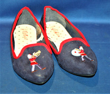 A stunning pair of Cath Kidston navy and red  indoor shoes, soldier detail