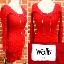 WALLIS Size 12 Red Lace Dress