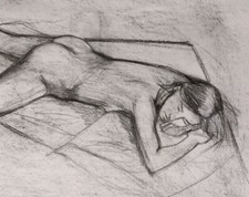 Beautiful Nude woman, Life drawing, Charcoal, ORIGINAL Art  Signed