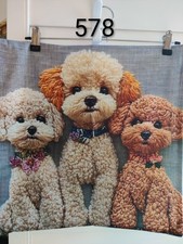 Three Poodles Flat Peachy 2d Embroidered Effect Cushion Cover 45x45cm