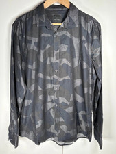 Armani Exchange Shirt Mens Large Dark Blue Camo Pattern Cufflinks Required 