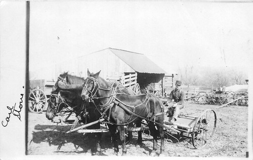 Vintage rppc farm scene - farm, man