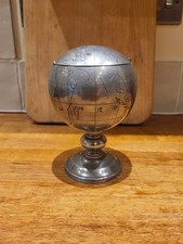 Antique Chinese Huikee Swatow Silver Pewter World Globe Tea Caddy Tobacco Jar