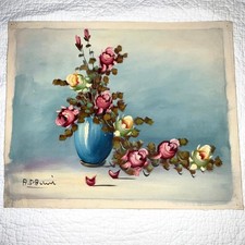 Roses oil painting flat canvas