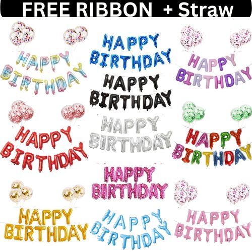 Happy birthday balloons banner - happy,
