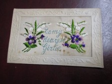Embroidered Silk Postcard "TO