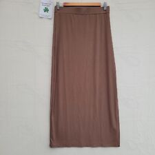 Long Straight Skirt Women Size M Brown Stretch Elastic Waist