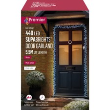Premier 440 LED SupaBrights Christmas Door Garland Lights Clear Cable Wire WHITE