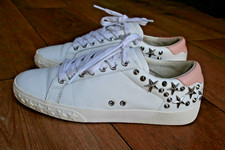 ASH star studded white/pink leather trainers SIZE 5 pumps designer WORN ONCE!
