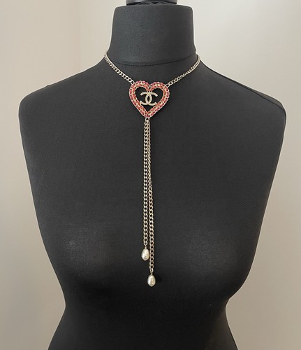 Chanel heart necklace with - chanel,