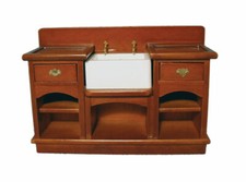 Dolls House Belfast Sink Walnut Colour Kitchen Utility Miniature 1:12th Scale