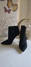 Sam Edelman - Black And Gold Real Leather Heeled Boots - UK 4