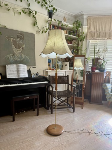Tall teak brass scandinavian - &,