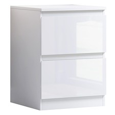 2 Drawer Bedside White Gloss