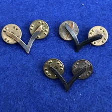 3 Vntg US Military Insignia Army Specialists Rank PRIVATE Subdued Collar Badges