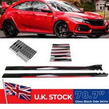 For Honda Civic Hatchback Type R  Gloss Black+Red Side Skirt Spoiler Splitter MU