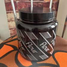 Vintage CLP Large Brown Glass Kitchen Storage Jar – Flour – Retro! –