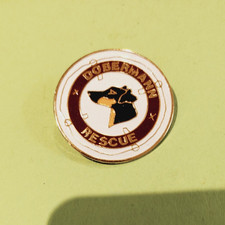 Vintage 1970s Dobermann Dog Rescue Enamel Pin Badge. DOG