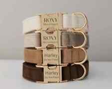 Personalized Velvet Dog Collar with Custom Name Engraving, Adjustable