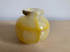Yellow marble stone  polished Italian  small posy vase 8cm tall
