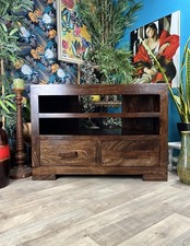 Dakota Solid Mango Wood Corner TV Media Unit Entertainment Storage Cabinet Stand