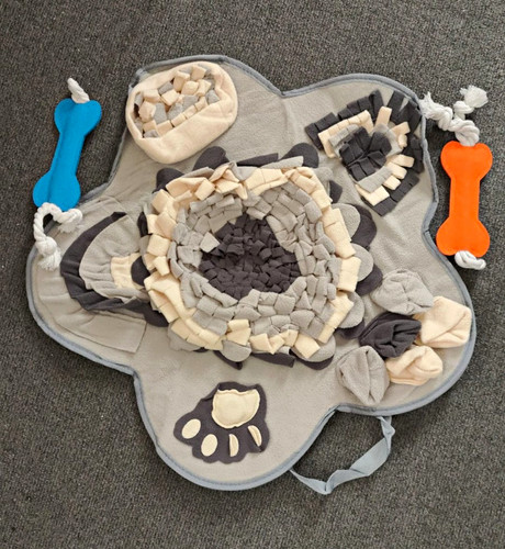 Grey fabric dogs and - dogs,