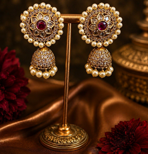 Gold tone jhumka dangle - jhumka, drop