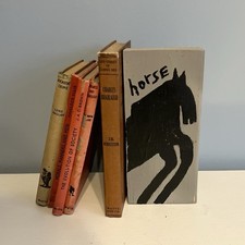 Original Folk Art On Wood,Hand Painted Primitive Horse Shelf Block 19cm x 8.5cm