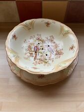 CROWN DUCAL WARE AGR & Co BIRDS OF PARADISE Footed Fruit Bowl & Tray