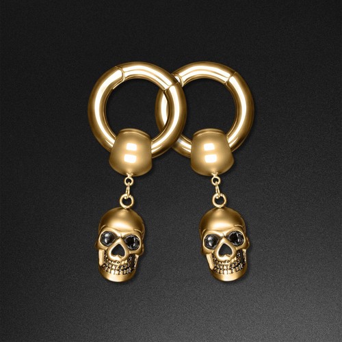 Skull hanger gold - skull,
