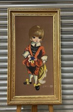 Big Eyes Boy - Retro Original 1960s Oil Painting Keane Leighton Jones Strickland