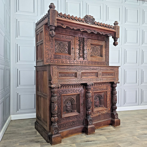 Antique carved court cupboard - antique,