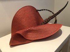 Orange Wedding Hat Mother of the Bride Feather Fascinator Royal Ascot Derby Hat