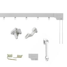 Supreme Cord Curtain Track, 500cm / 5m White Aluminium pre corded curtain track,