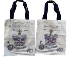 Alice Taits Royal Hearts cotton shopping bags x2  Queen Elizabeth II graphic NEW