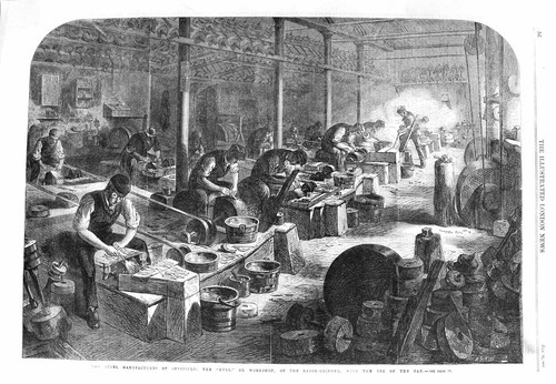 Original old antique print - old,