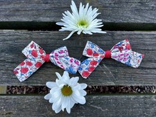 Red and Blue Floral Hair Bow