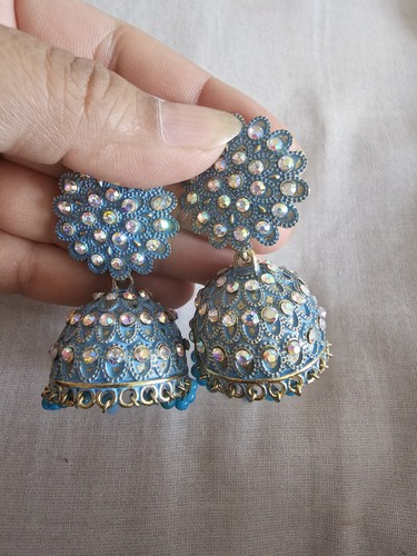 Blue designer earrings indian - blue,