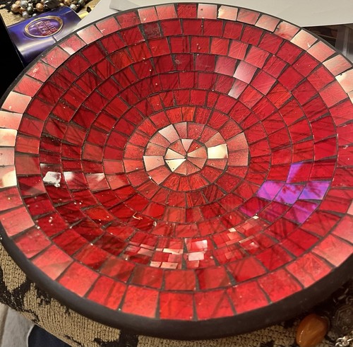 Handmade red glass - red, mosaic