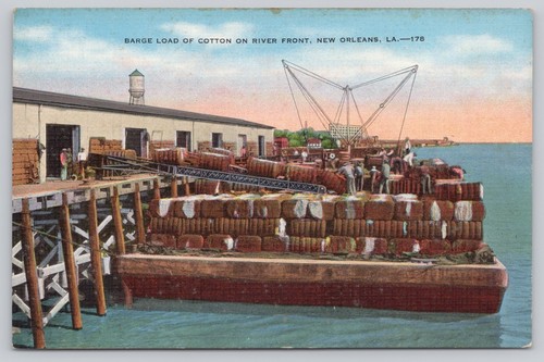 Barge load cotton river - load,
