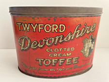 Original Vintage 1930's Twyford Devon Clotted Cream Toffee Oval Bulk Serve Tin