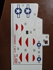 AIRFIX 1/72 P-38 Lightning kit decals 