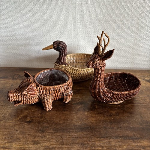 Vintage wicker planter duck - vintage,